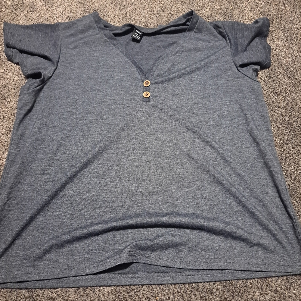 SHEIN Charcoal V-Neck Top